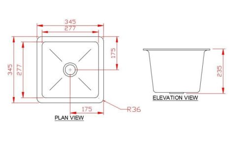 Polypropylene SInk 345x345x235 sink