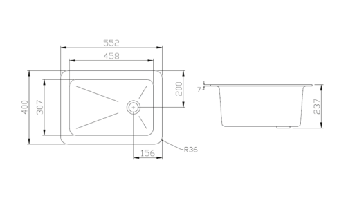 Polypropylene Sink 552x400