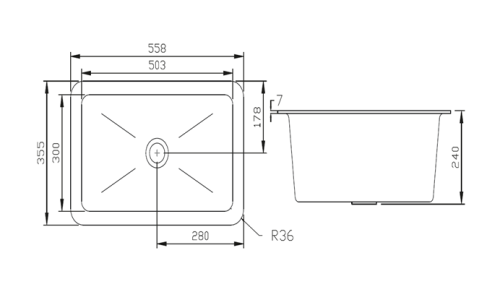 Polypropylene Sink 558x355