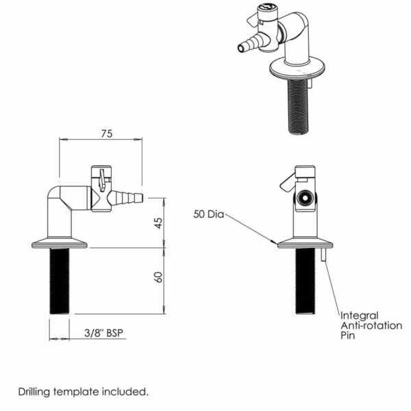 BroenLab Two Way Lift & Turn Gas Tap LabCentral.co.uk