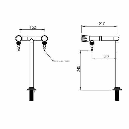 Double Pillar Bib Tap Drawing